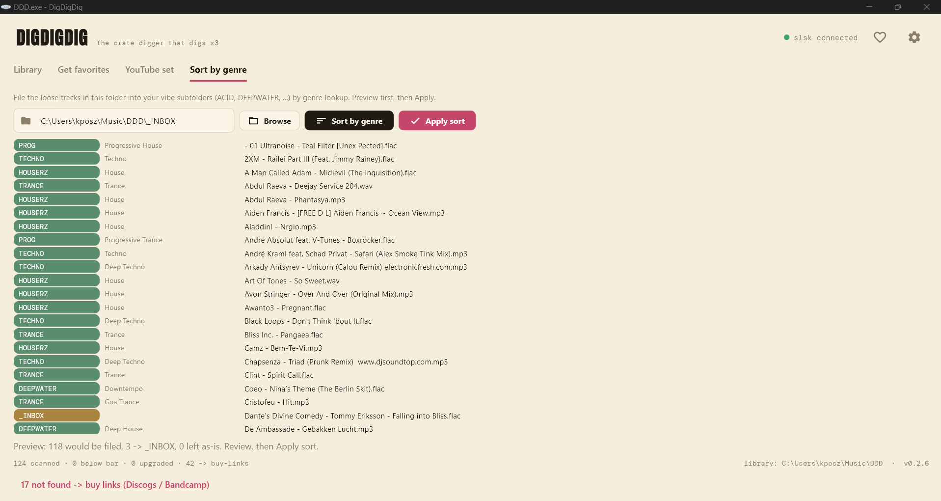 Sort by genre tab: audio-ML filing